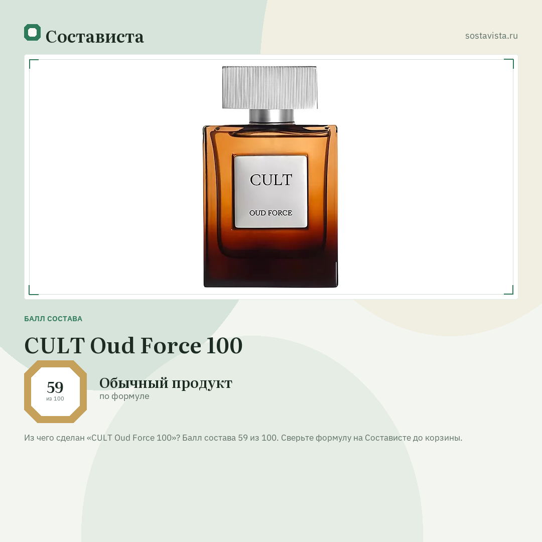 CULT Oud Force 100: балл состава 59 из 100 — Состависта