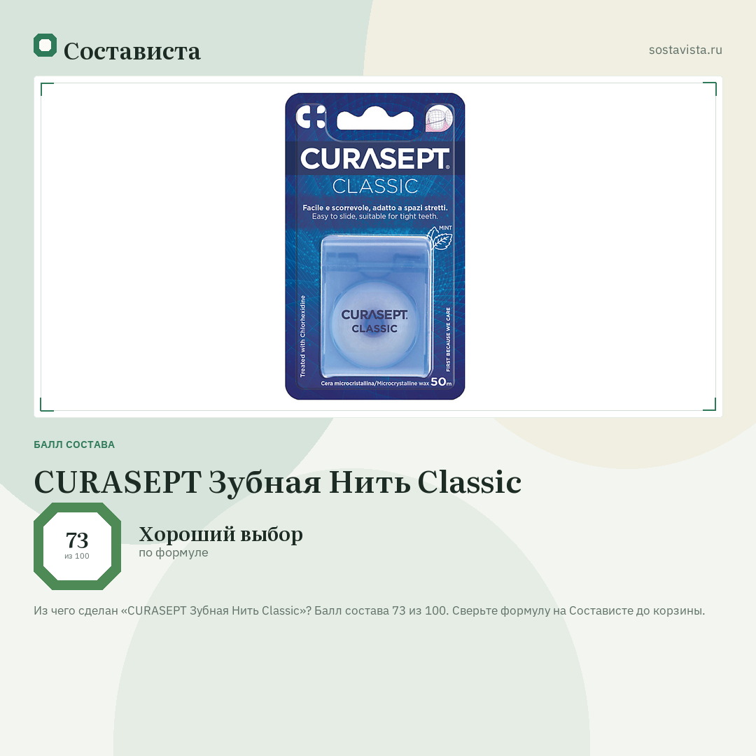 CURASEPT Зубная Нить Classic: балл состава 73 из 100 — Состависта