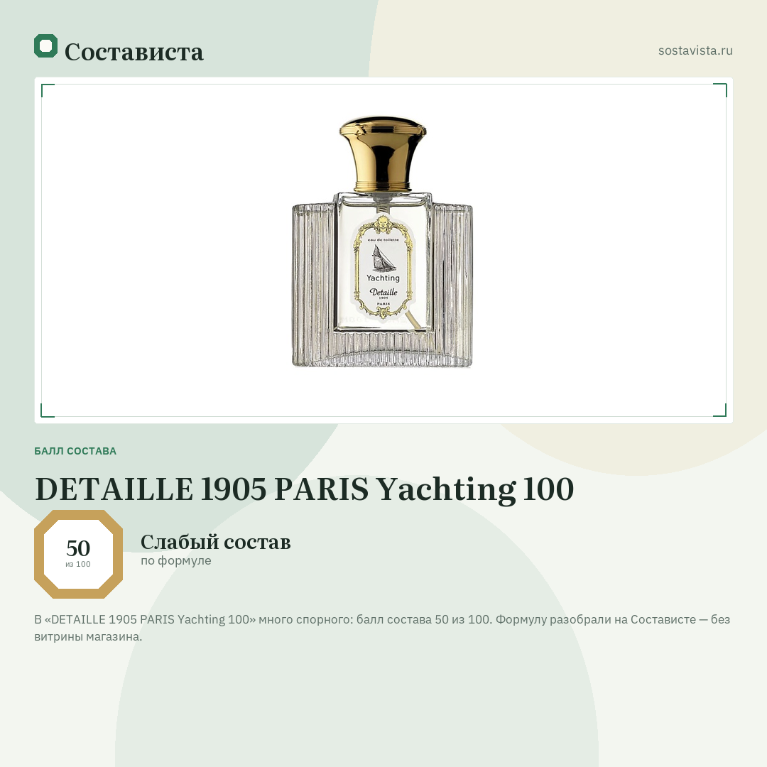 DETAILLE 1905 PARIS Yachting 100: балл состава 50 из 100 — Состависта