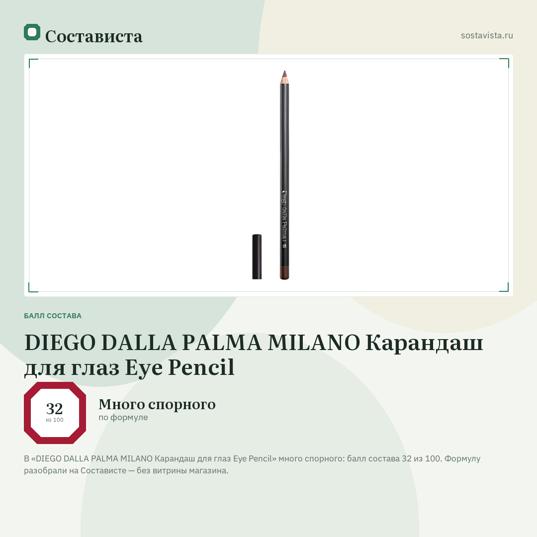 DIEGO DALLA PALMA MILANO Карандаш для глаз Eye Pencil: балл состава 32 из 100 — Состависта