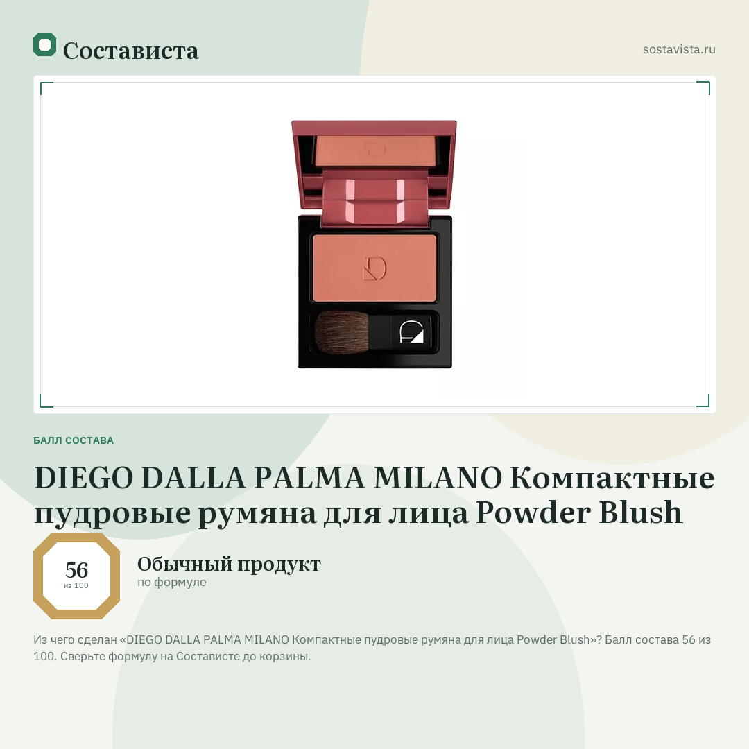 DIEGO DALLA PALMA MILANO Компактные пудровые румяна для лица Powder Blush: балл состава 56 из 100 — Состависта