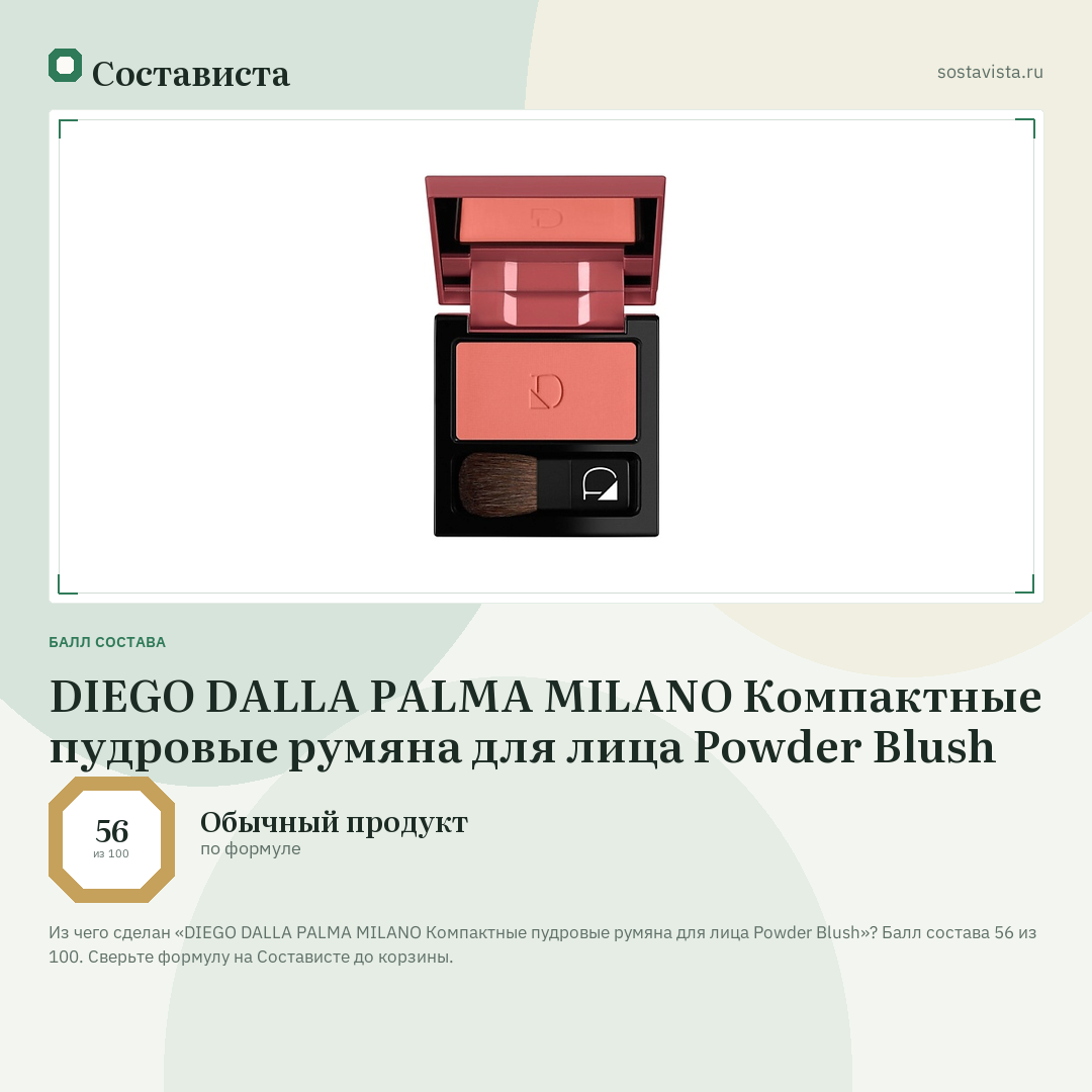 DIEGO DALLA PALMA MILANO Компактные пудровые румяна для лица Powder Blush: балл состава 56 из 100 — Состависта