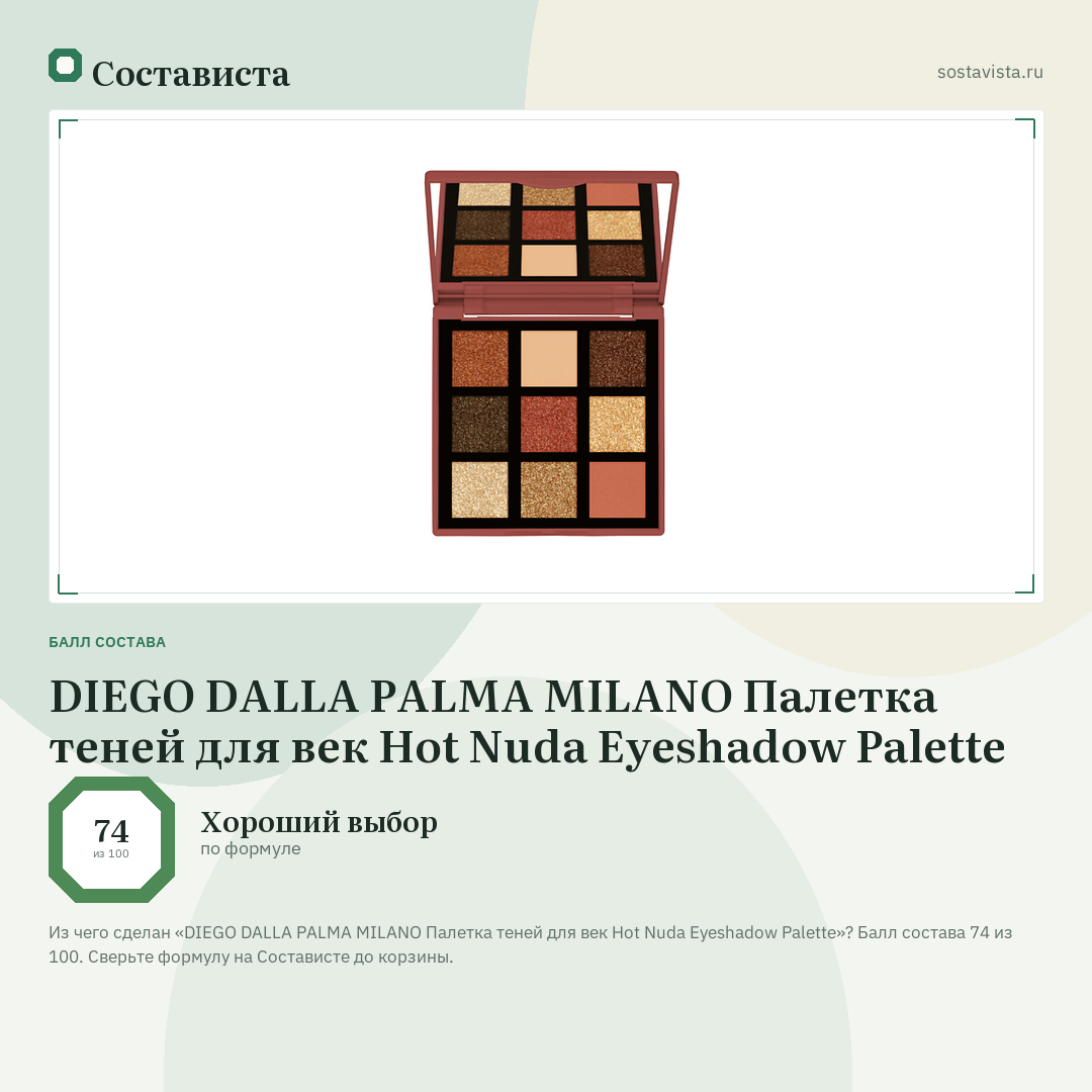 DIEGO DALLA PALMA MILANO Палетка теней для век Hot Nuda Eyeshadow Palette: балл состава 74 из 100 — Состависта