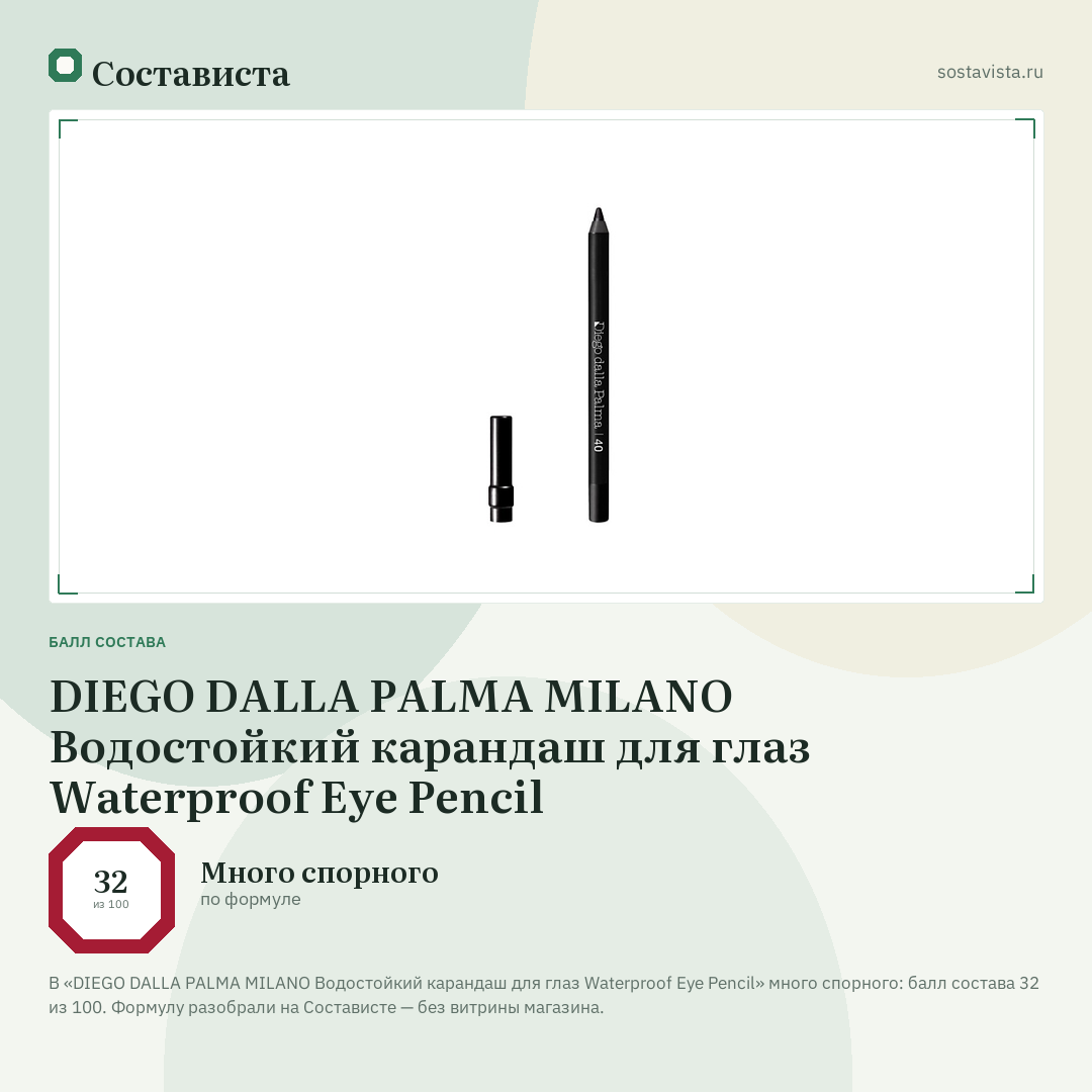 DIEGO DALLA PALMA MILANO Водостойкий карандаш для глаз Waterproof Eye Pencil: балл состава 32 из 100 — Состависта