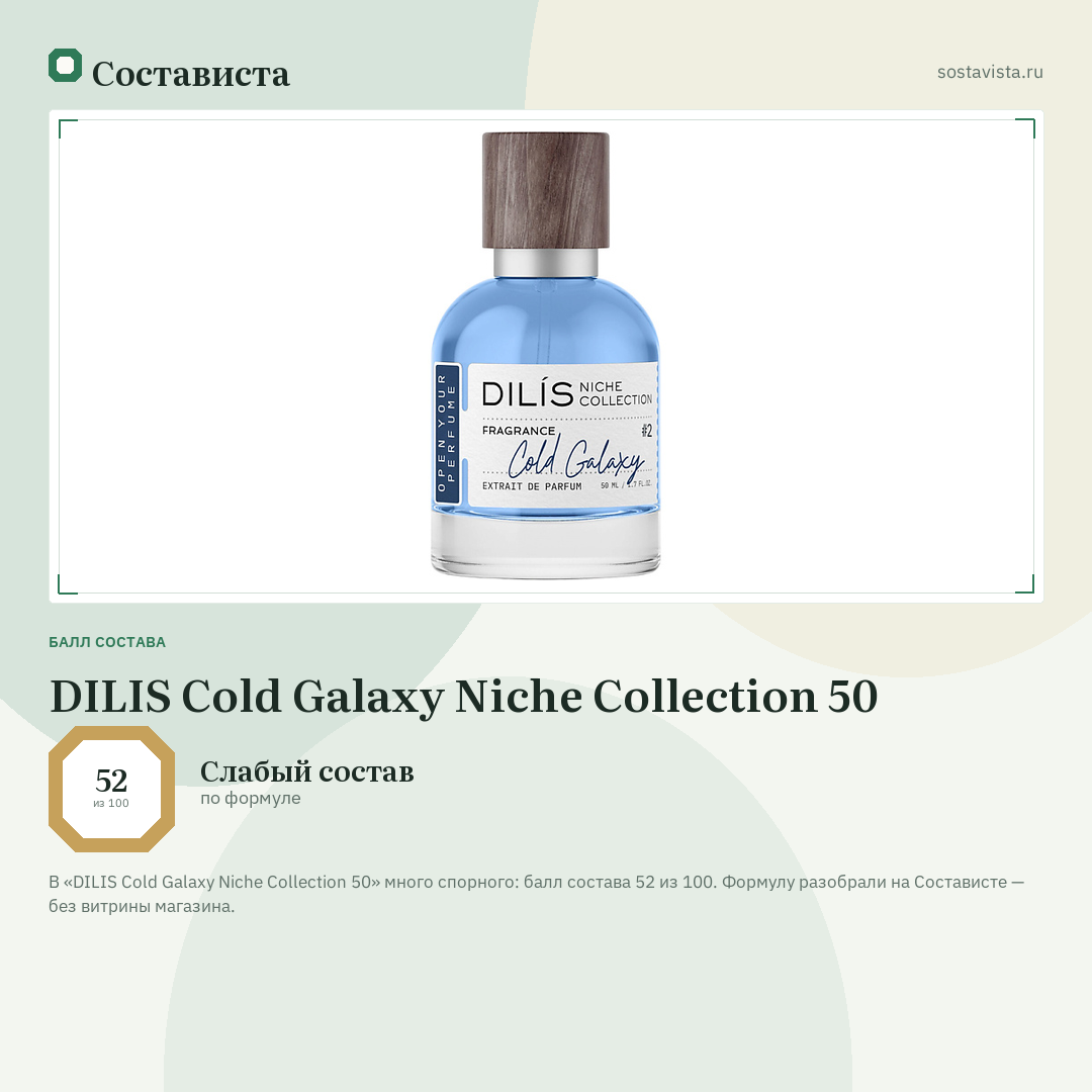 DILIS Cold Galaxy Niche Collection 50: балл состава 52 из 100 — Состависта