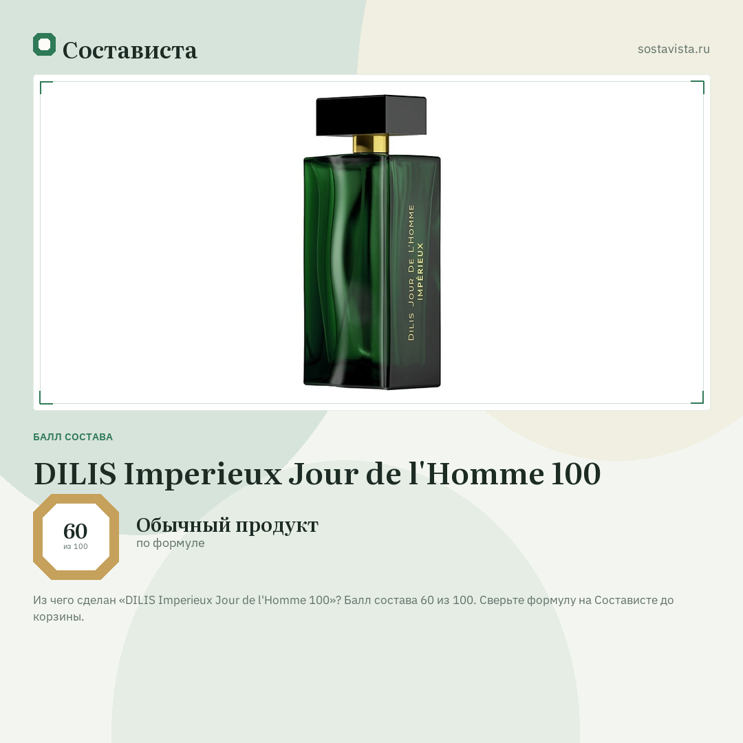 DILIS Imperieux Jour de l'Homme 100: балл состава 60 из 100 — Состависта