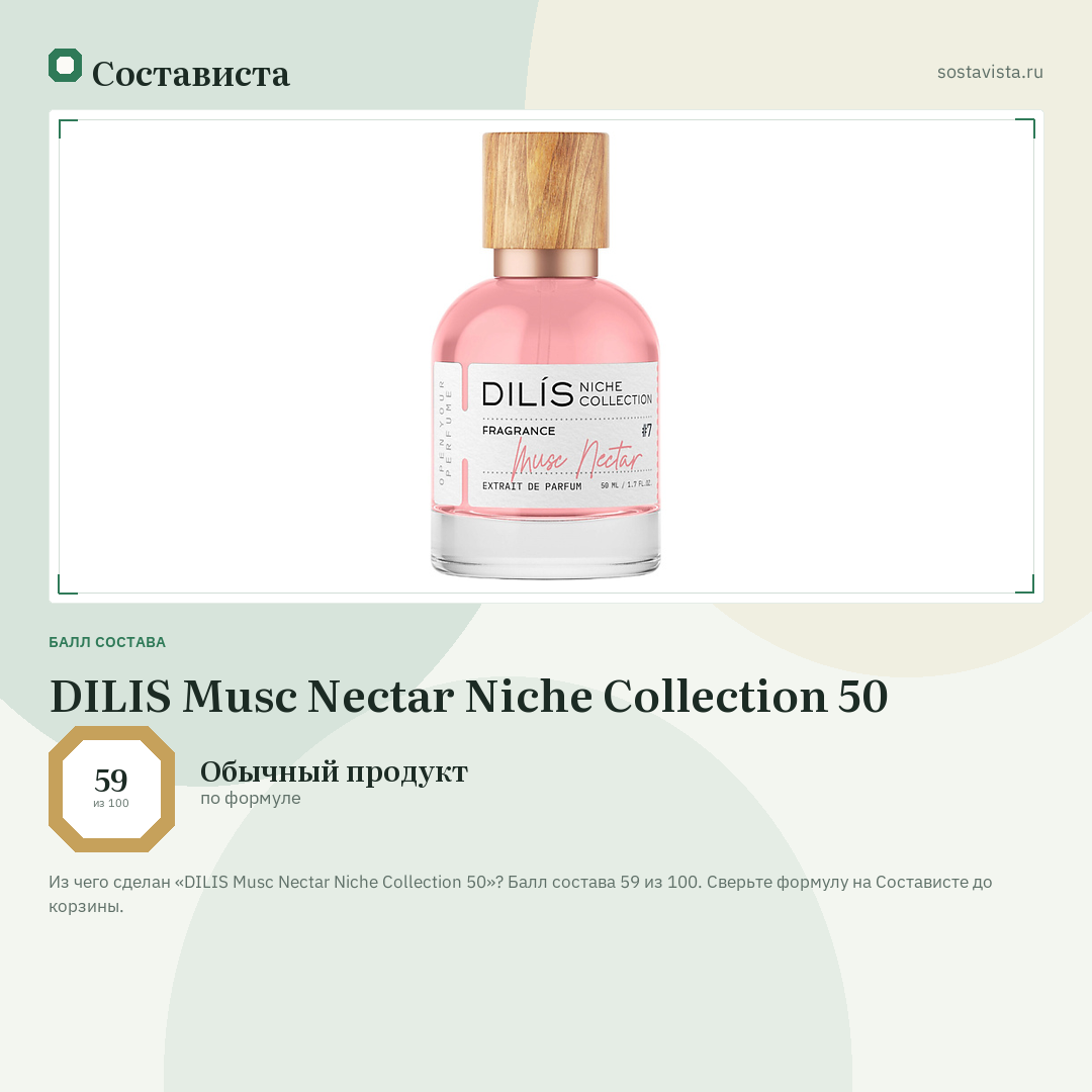 DILIS Musc Nectar Niche Collection 50: балл состава 59 из 100 — Состависта