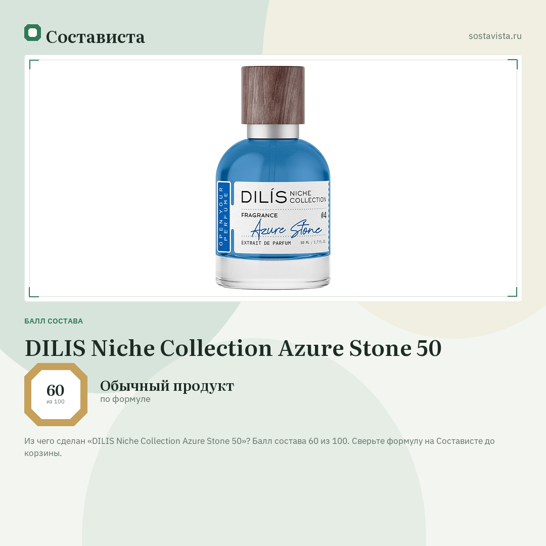DILIS Niche Collection Azure Stone 50: балл состава 60 из 100 — Состависта