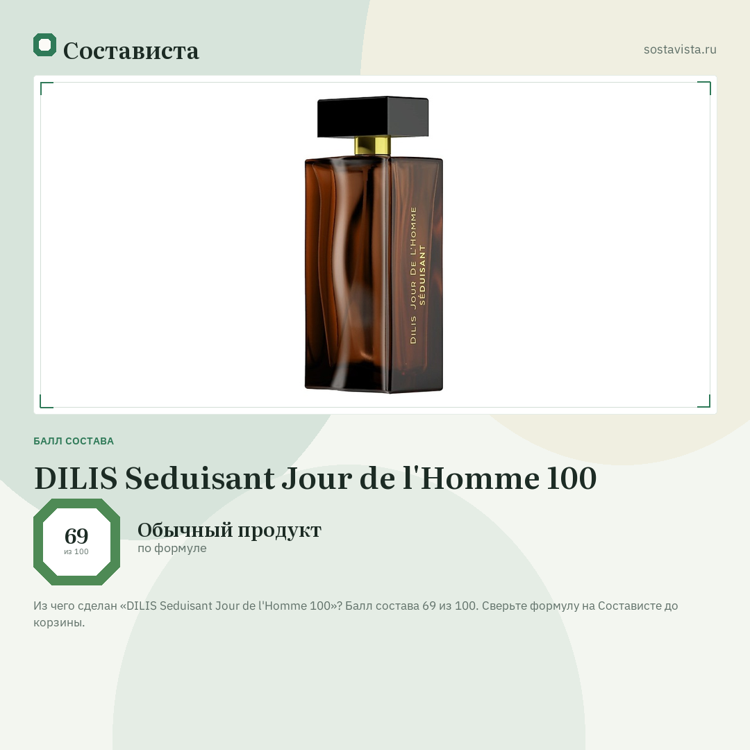 DILIS Seduisant Jour de l'Homme 100: балл состава 69 из 100 — Состависта