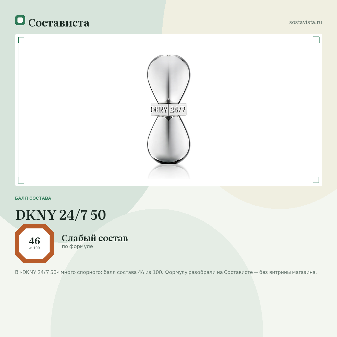 DKNY 24/7 50: балл состава 46 из 100 — Состависта
