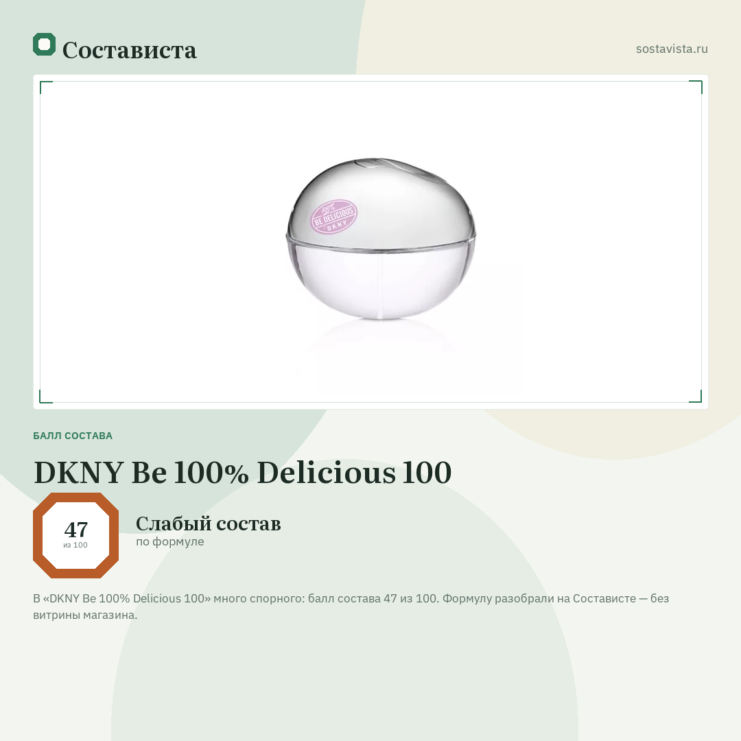 DKNY Be 100% Delicious 100: балл состава 47 из 100 — Состависта