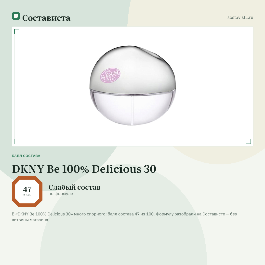 DKNY Be 100% Delicious 30: балл состава 47 из 100 — Состависта