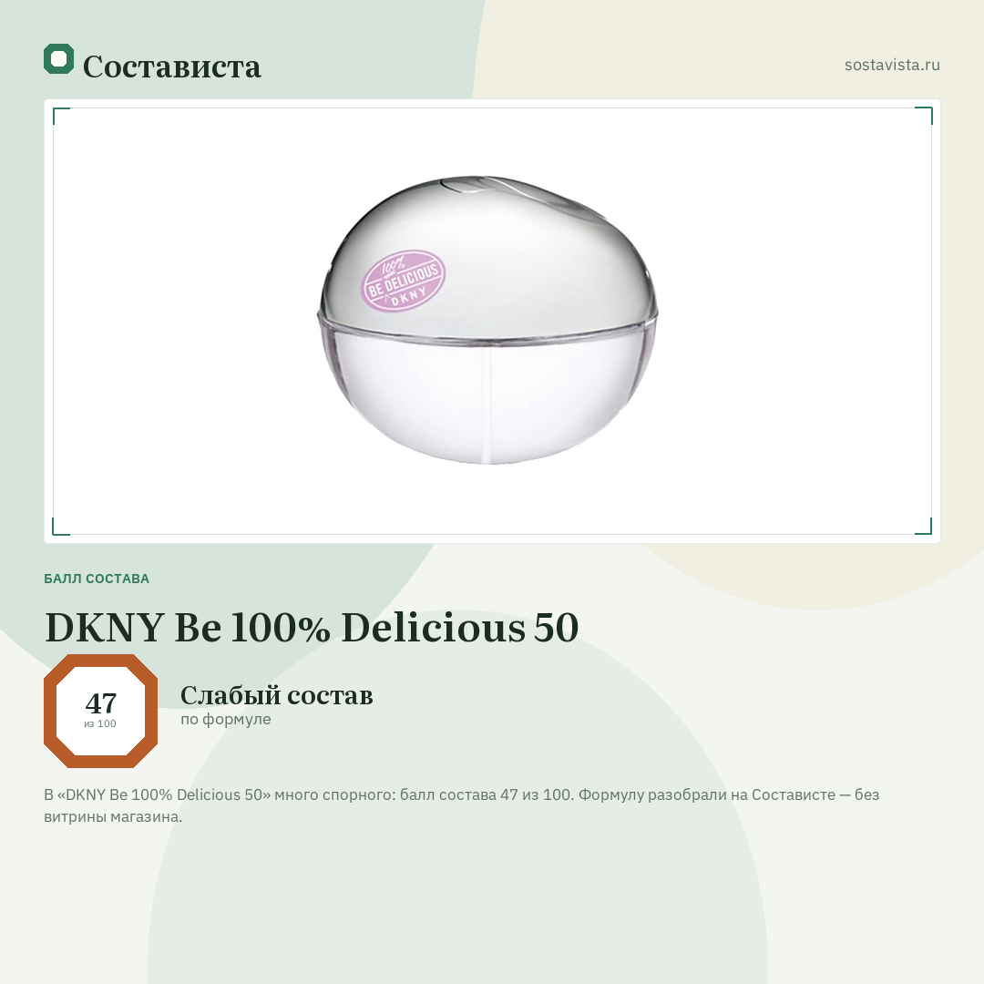 DKNY Be 100% Delicious 50: балл состава 47 из 100 — Состависта