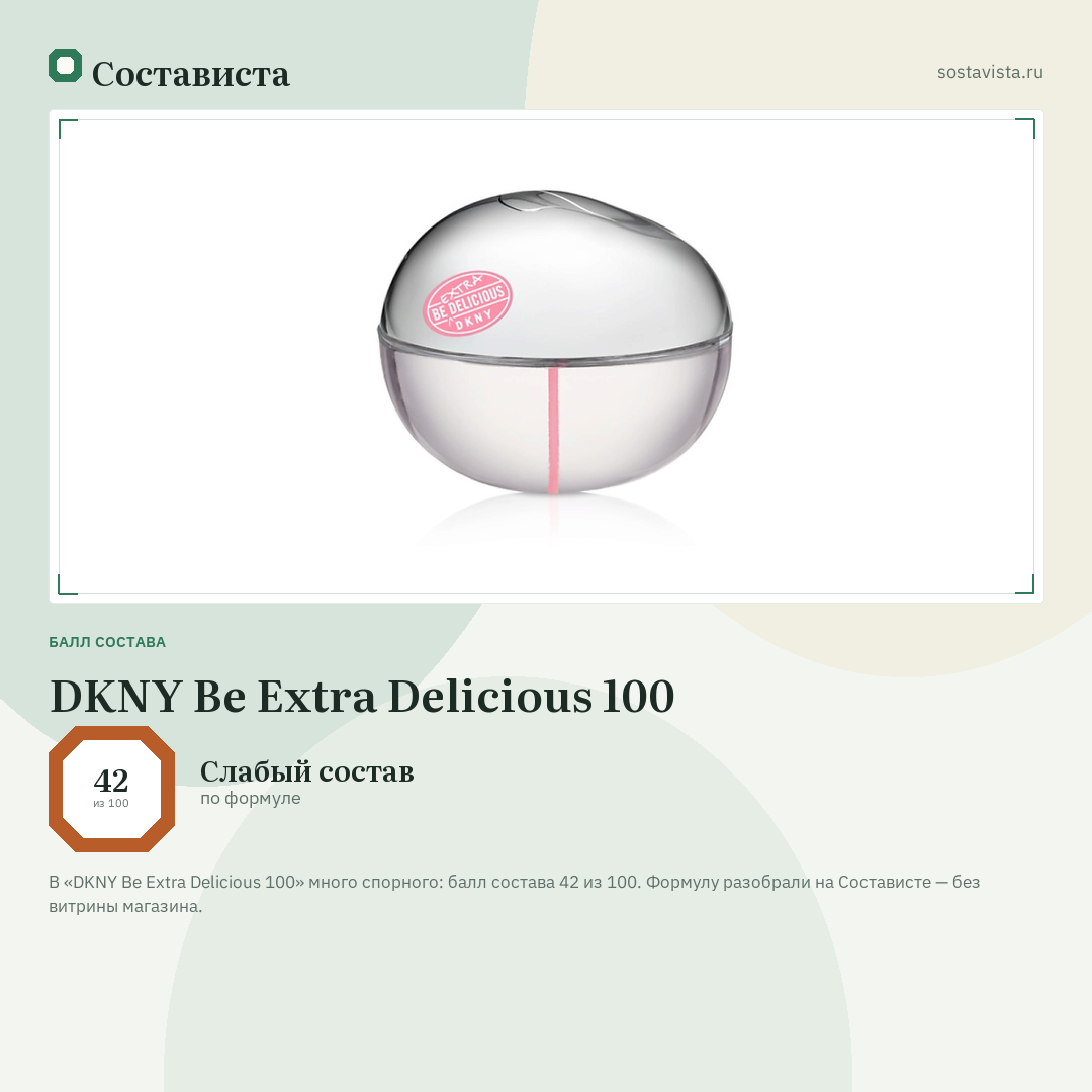 DKNY Be Extra Delicious 100: балл состава 42 из 100 — Состависта