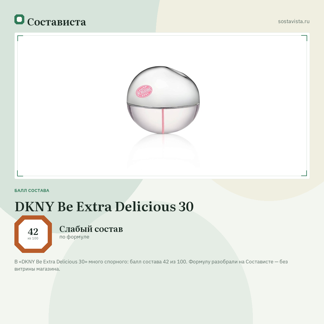 DKNY Be Extra Delicious 30: балл состава 42 из 100 — Состависта