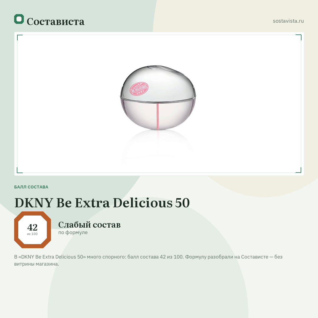 DKNY Be Extra Delicious 50: балл состава 42 из 100 — Состависта