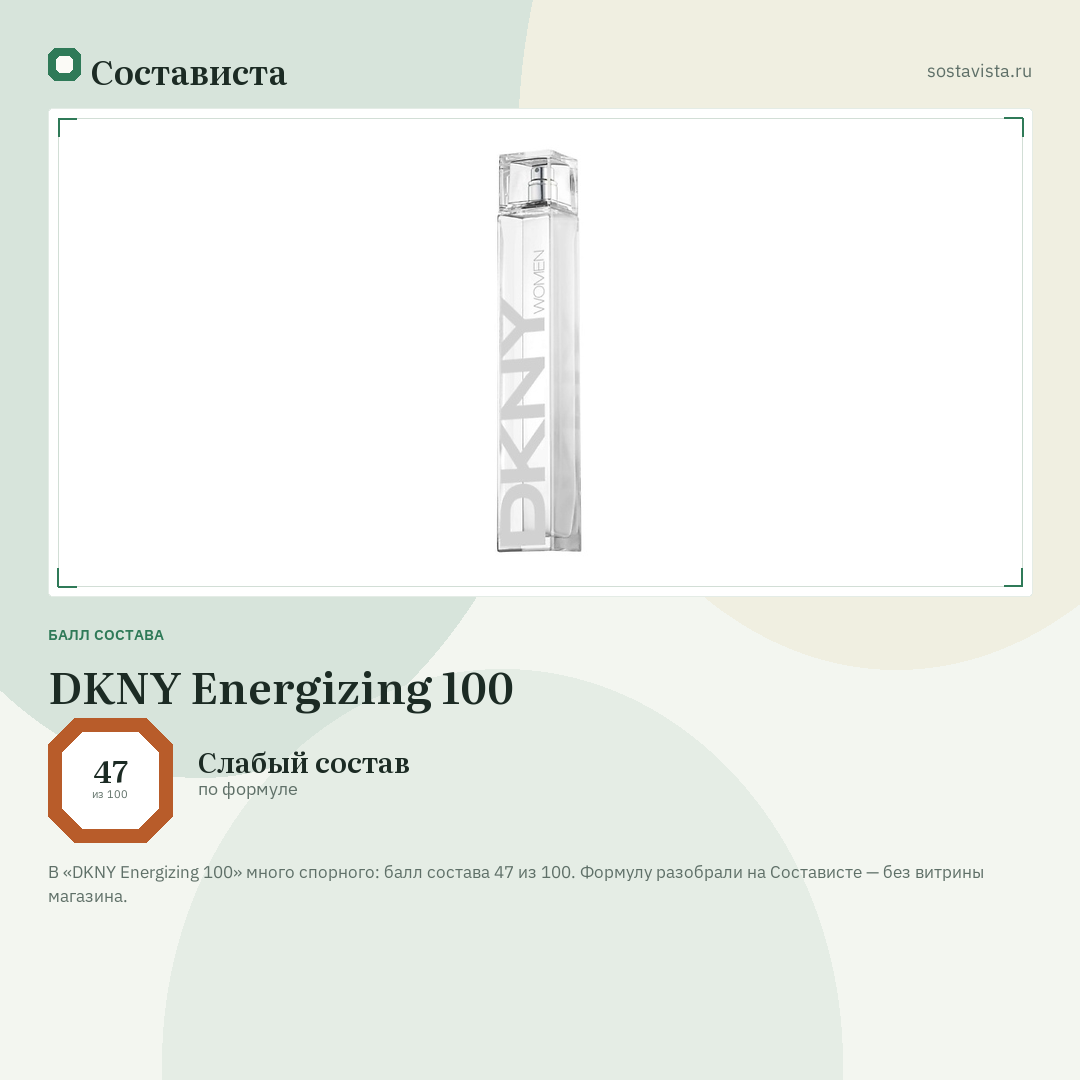 DKNY Energizing 100: балл состава 47 из 100 — Состависта