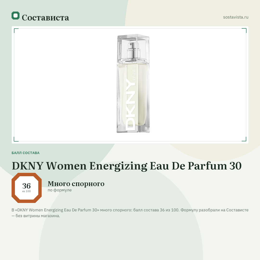DKNY Women Energizing Eau De Parfum 30: балл состава 36 из 100 — Состависта