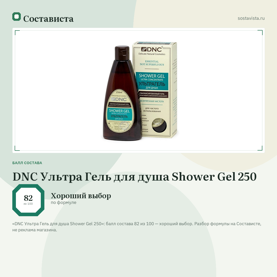 DNC Ультра Гель для душа Shower Gel 250: балл состава 82 из 100 — Состависта
