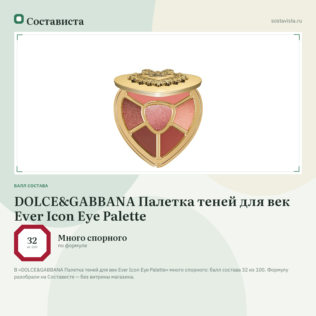 DOLCE&GABBANA Палетка теней для век Ever Icon Eye Palette: балл состава 32 из 100 — Состависта