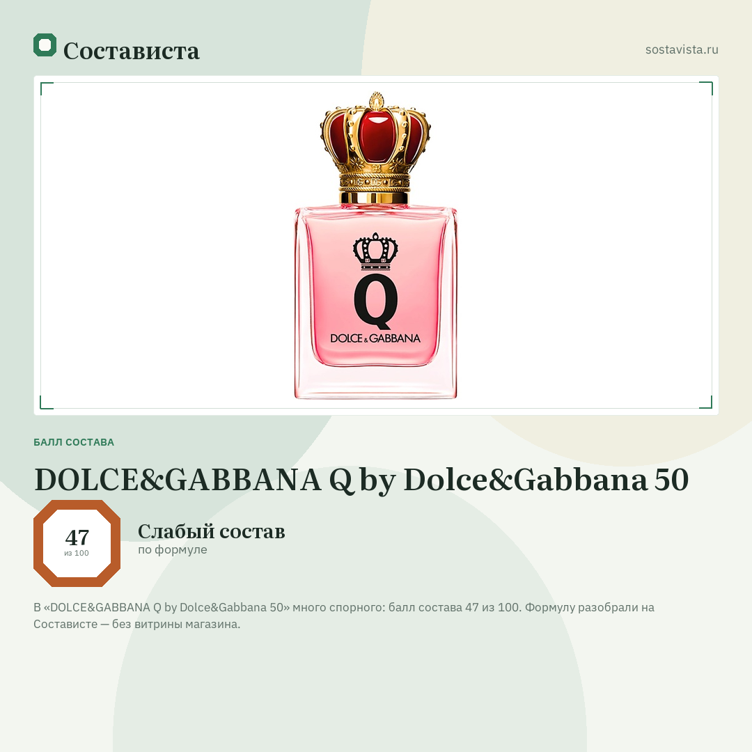 DOLCE&GABBANA Q by Dolce&Gabbana 50: балл состава 47 из 100 — Состависта