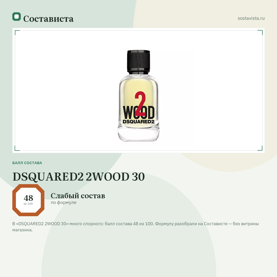 DSQUARED2 2WOOD 30: балл состава 48 из 100 — Состависта