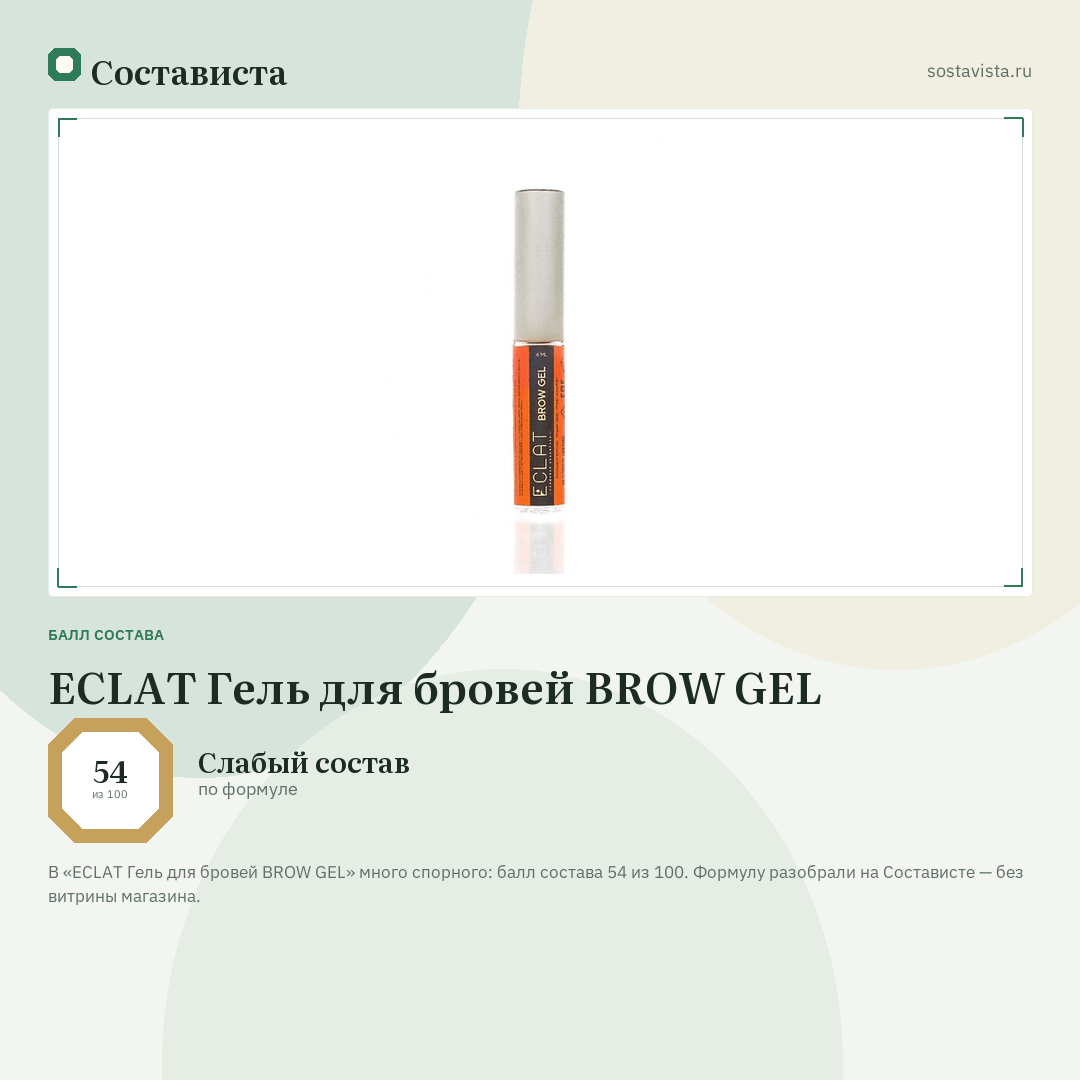 ECLAT Гель для бровей BROW GEL: балл состава 54 из 100 — Состависта