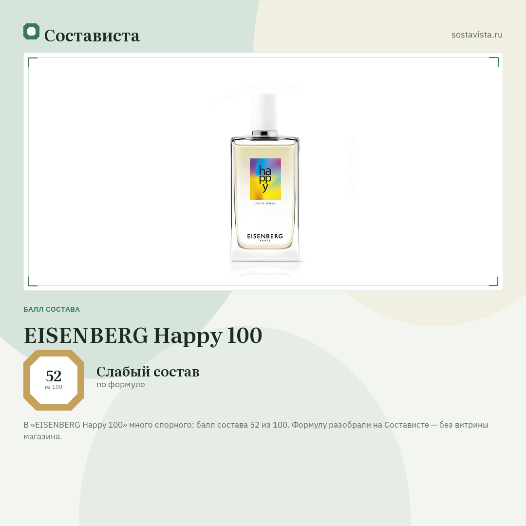 EISENBERG Happy 100: балл состава 52 из 100 — Состависта
