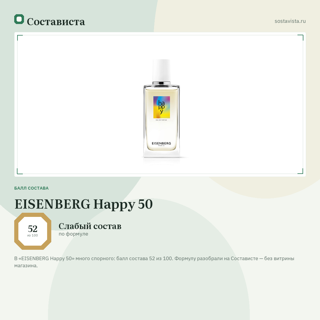 EISENBERG Happy 50: балл состава 52 из 100 — Состависта