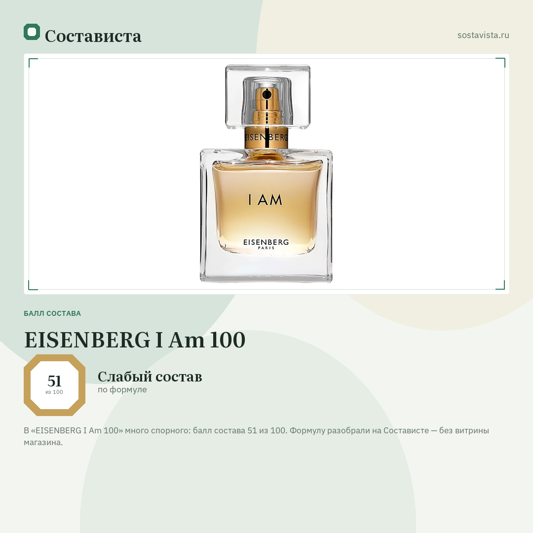 EISENBERG I Am 100: балл состава 51 из 100 — Состависта