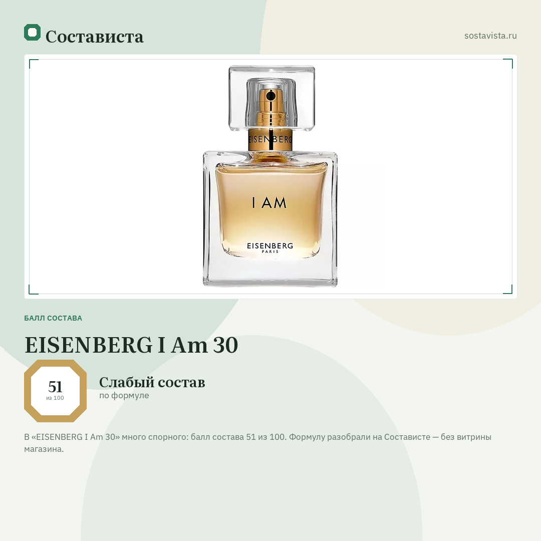 EISENBERG I Am 30: балл состава 51 из 100 — Состависта