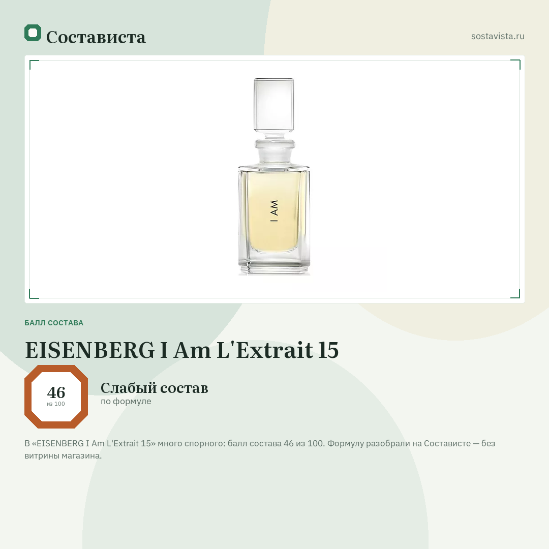EISENBERG I Am L'Extrait 15: балл состава 46 из 100 — Состависта