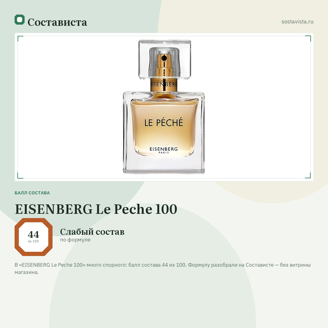 EISENBERG Le Peche 100: балл состава 44 из 100 — Состависта