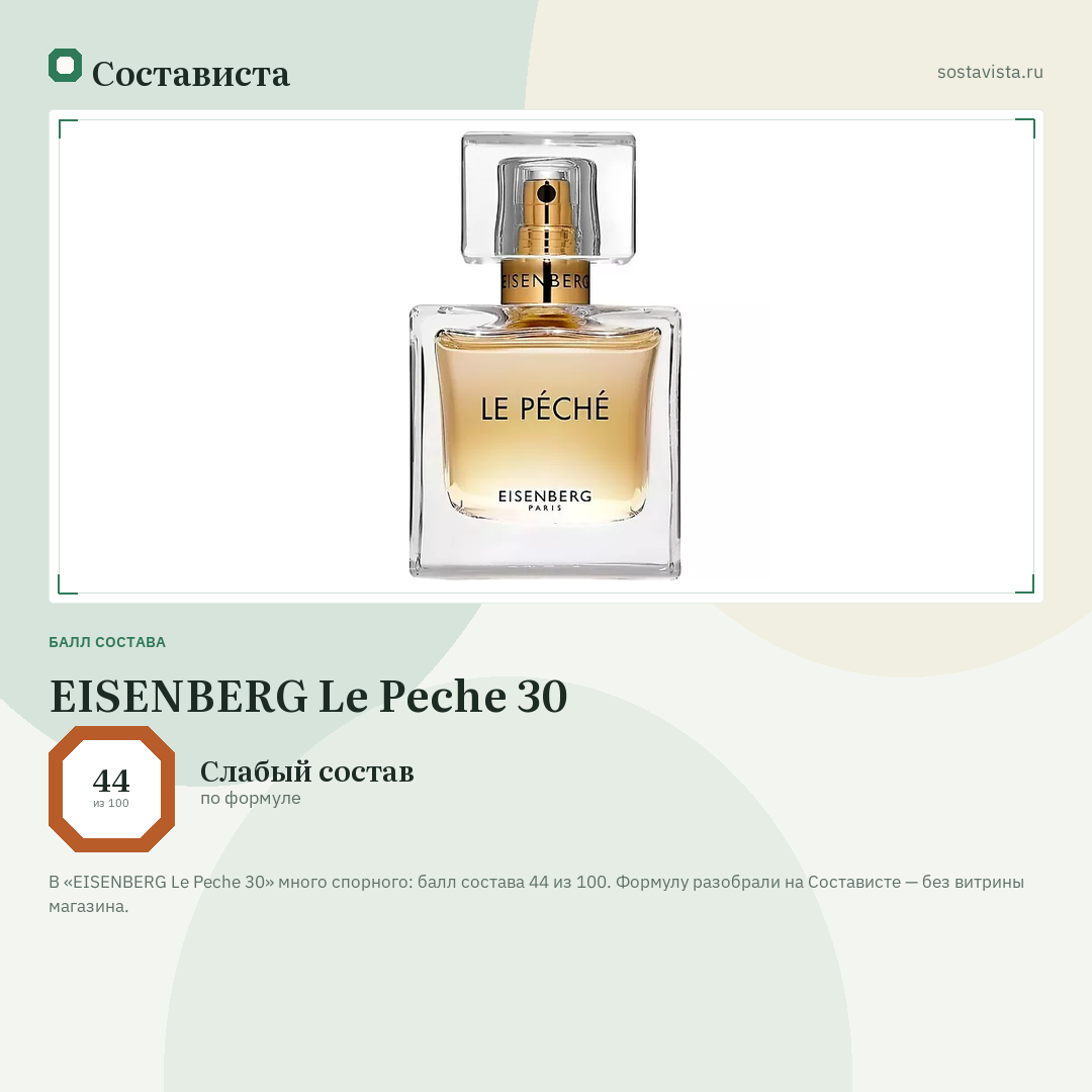 EISENBERG Le Peche 30: балл состава 44 из 100 — Состависта