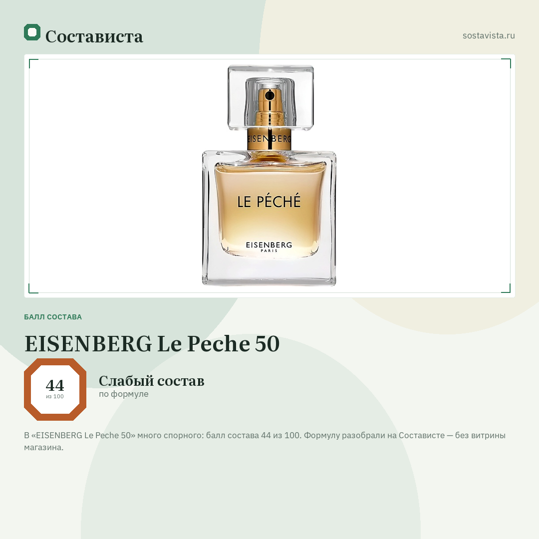 EISENBERG Le Peche 50: балл состава 44 из 100 — Состависта