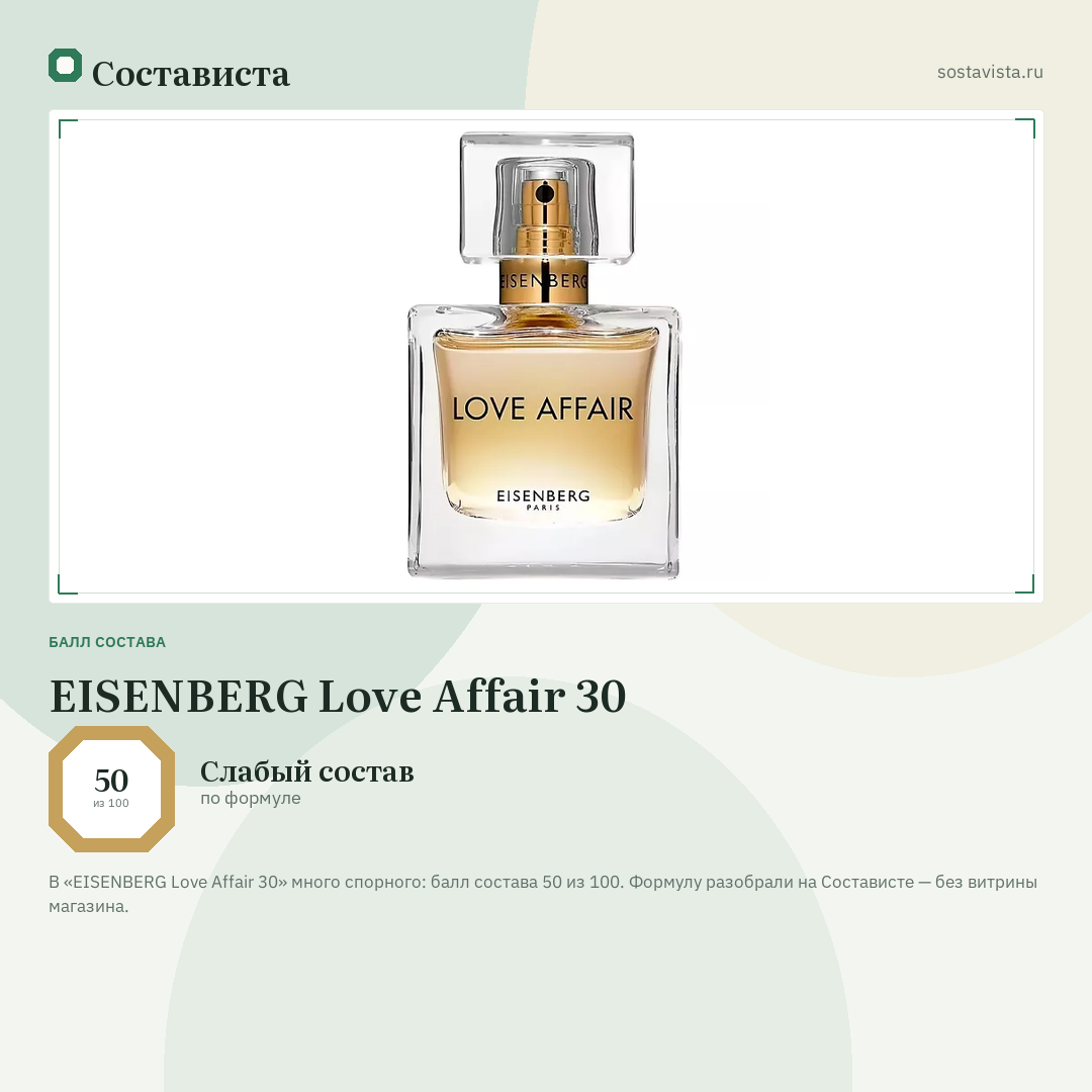 EISENBERG Love Affair 30: балл состава 50 из 100 — Состависта
