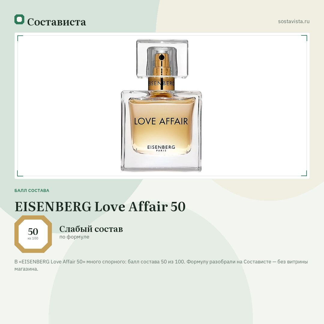 EISENBERG Love Affair 50: балл состава 50 из 100 — Состависта