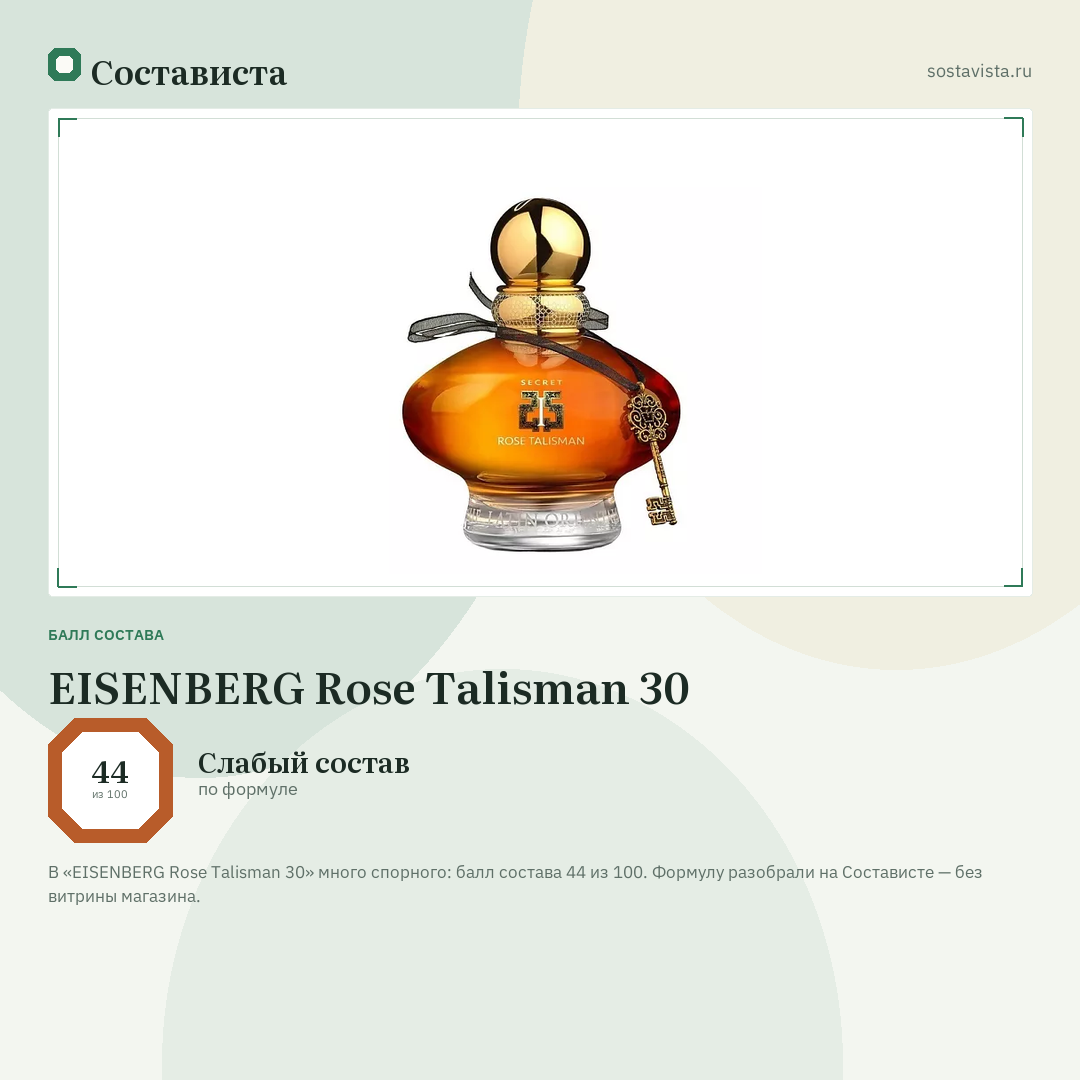EISENBERG Rose Talisman 30: балл состава 44 из 100 — Состависта