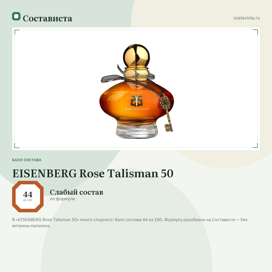 EISENBERG Rose Talisman 50: балл состава 44 из 100 — Состависта