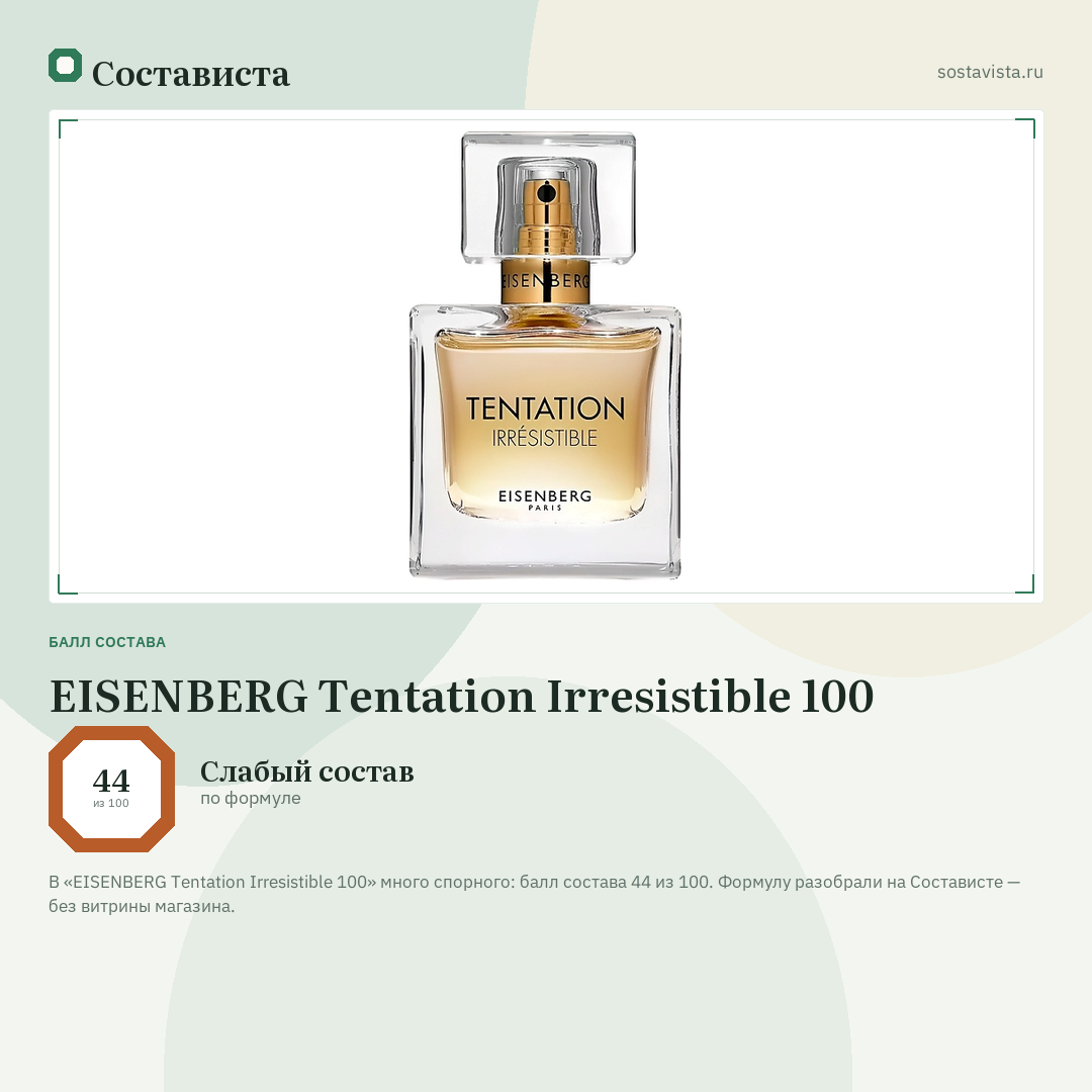 EISENBERG Tentation Irresistible 100: балл состава 44 из 100 — Состависта