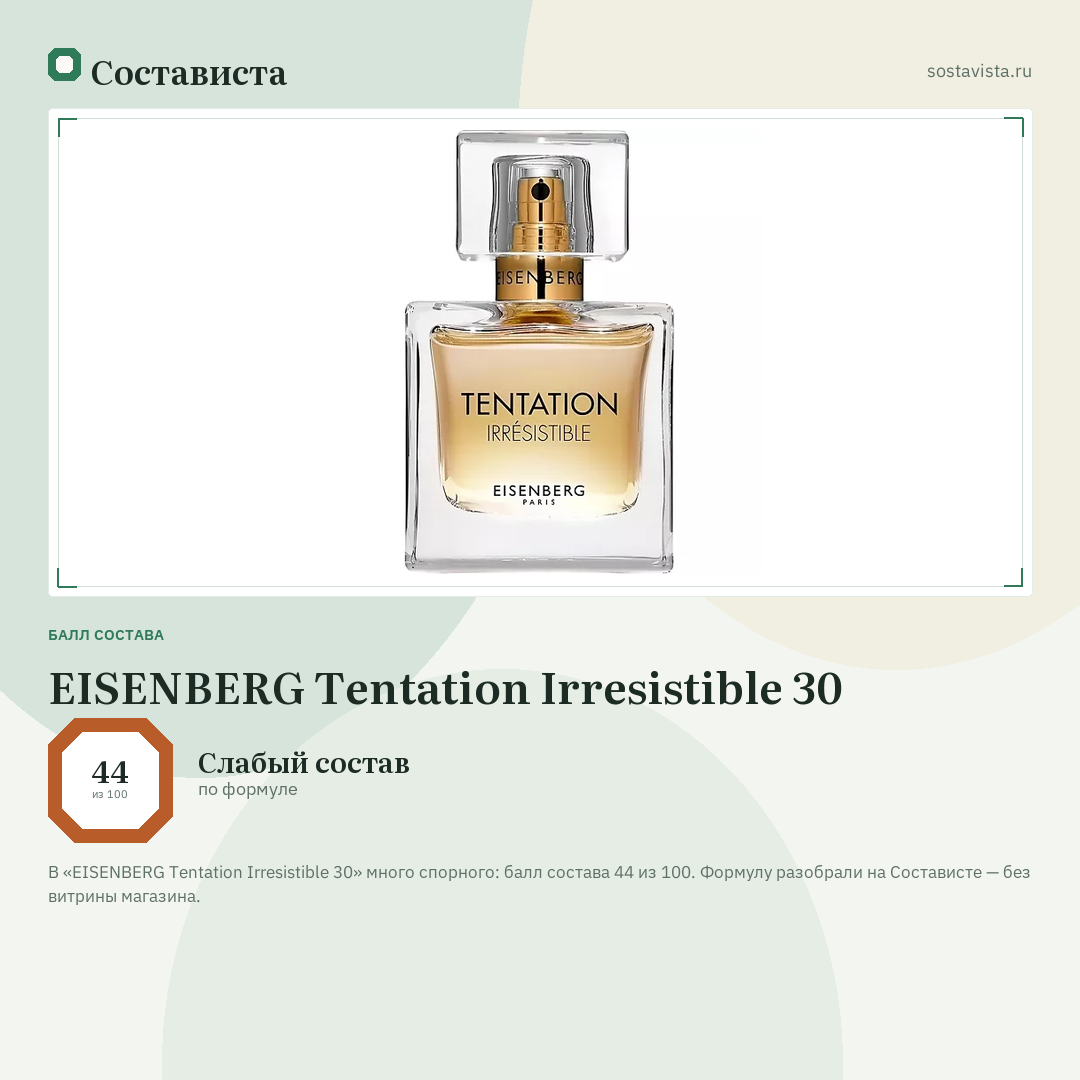EISENBERG Tentation Irresistible 30: балл состава 44 из 100 — Состависта