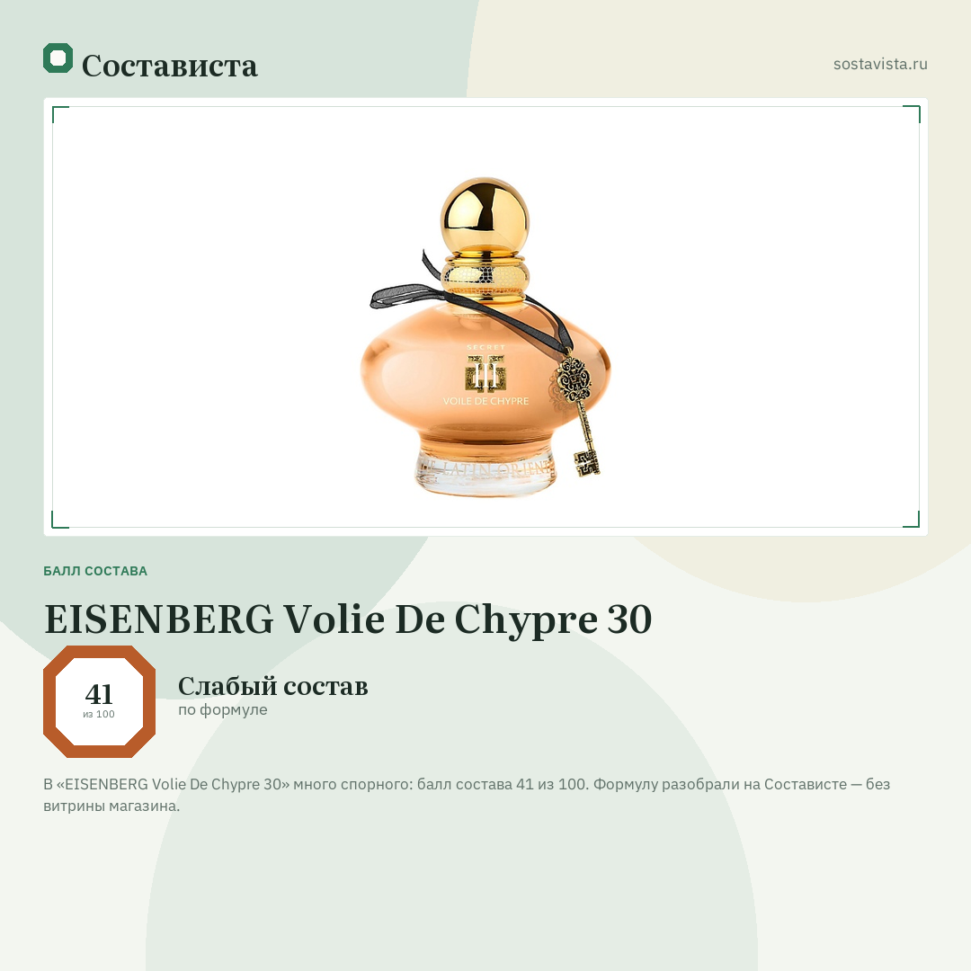 EISENBERG Volie De Chypre 30: балл состава 41 из 100 — Состависта