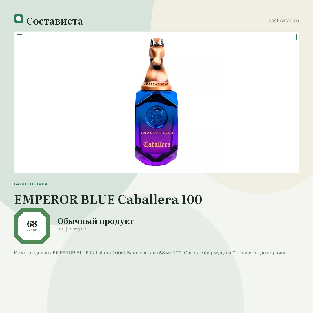 EMPEROR BLUE Caballera 100: балл состава 68 из 100 — Состависта