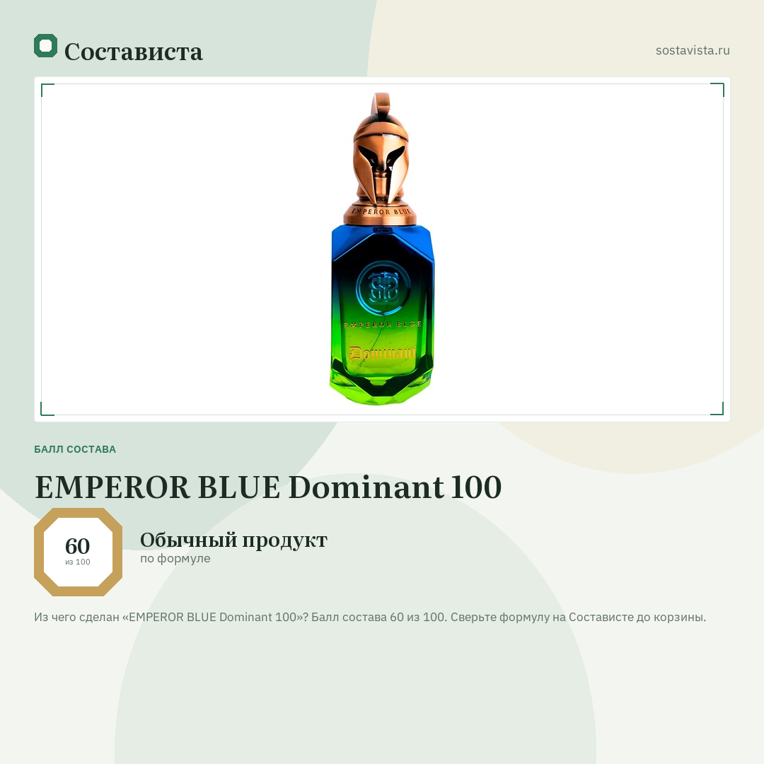 EMPEROR BLUE Dominant 100: балл состава 60 из 100 — Состависта