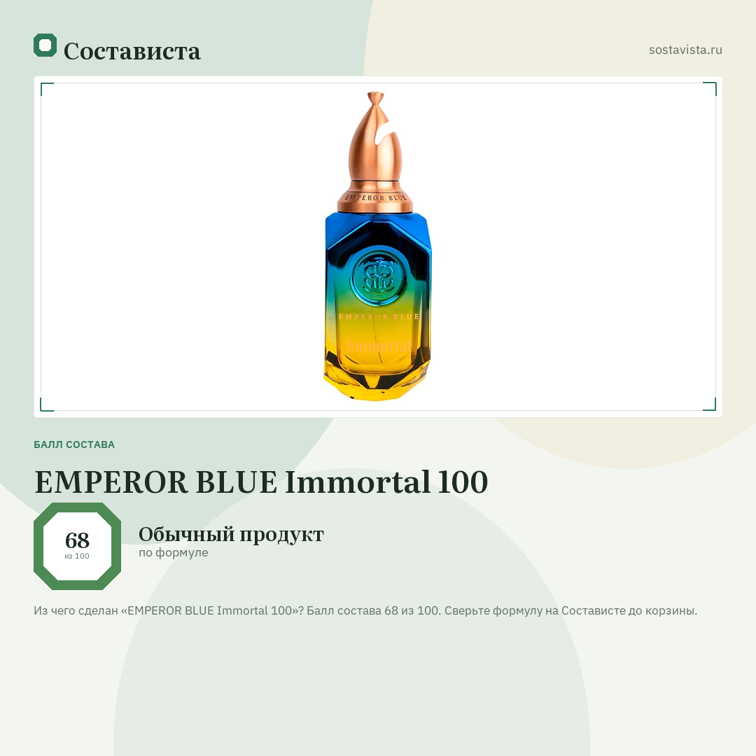 EMPEROR BLUE Immortal 100: балл состава 68 из 100 — Состависта