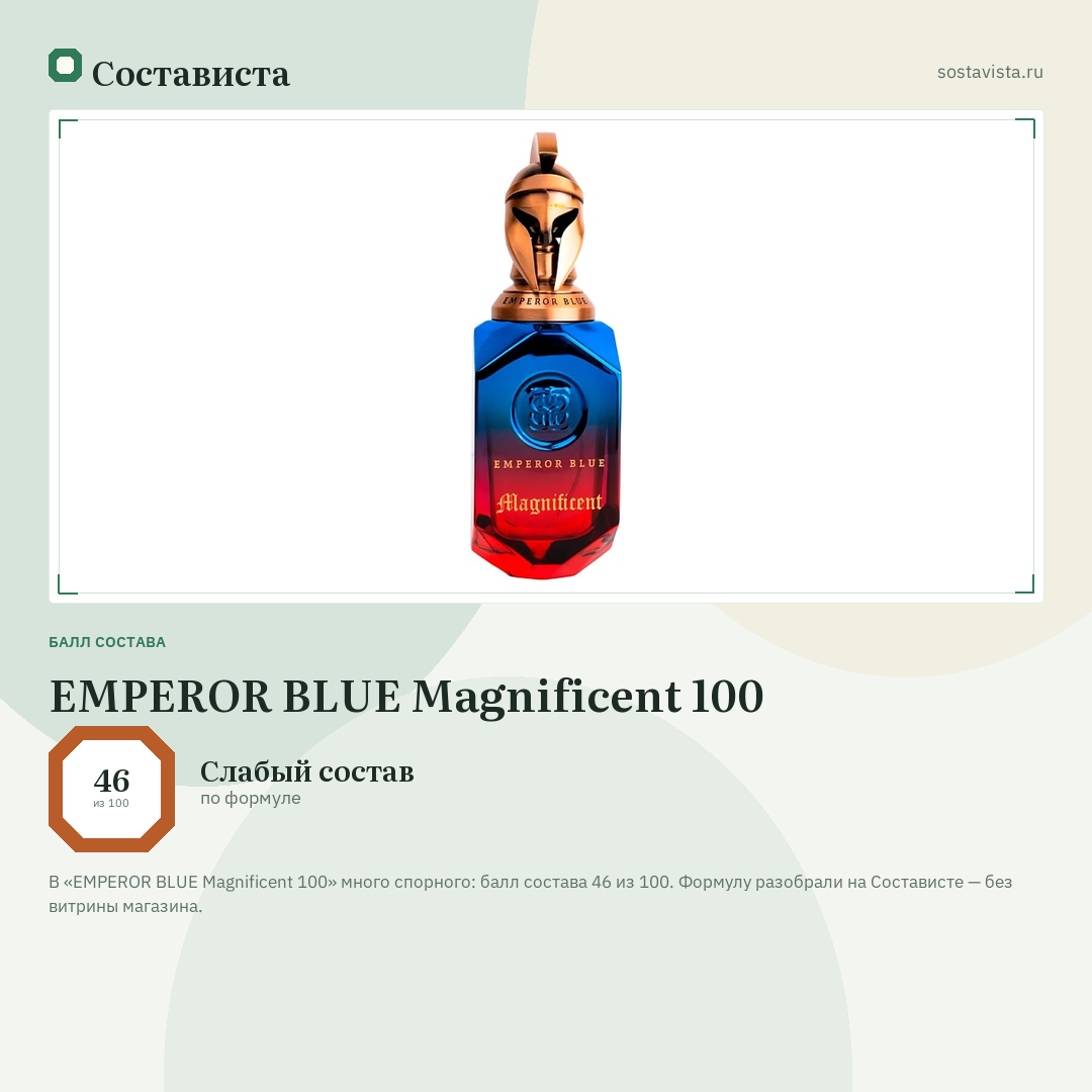 EMPEROR BLUE Magnificent 100: балл состава 46 из 100 — Состависта