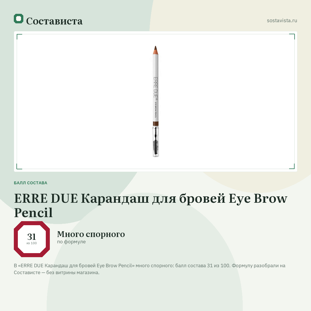 ERRE DUE Карандаш для бровей Eye Brow Pencil: балл состава 31 из 100 — Состависта