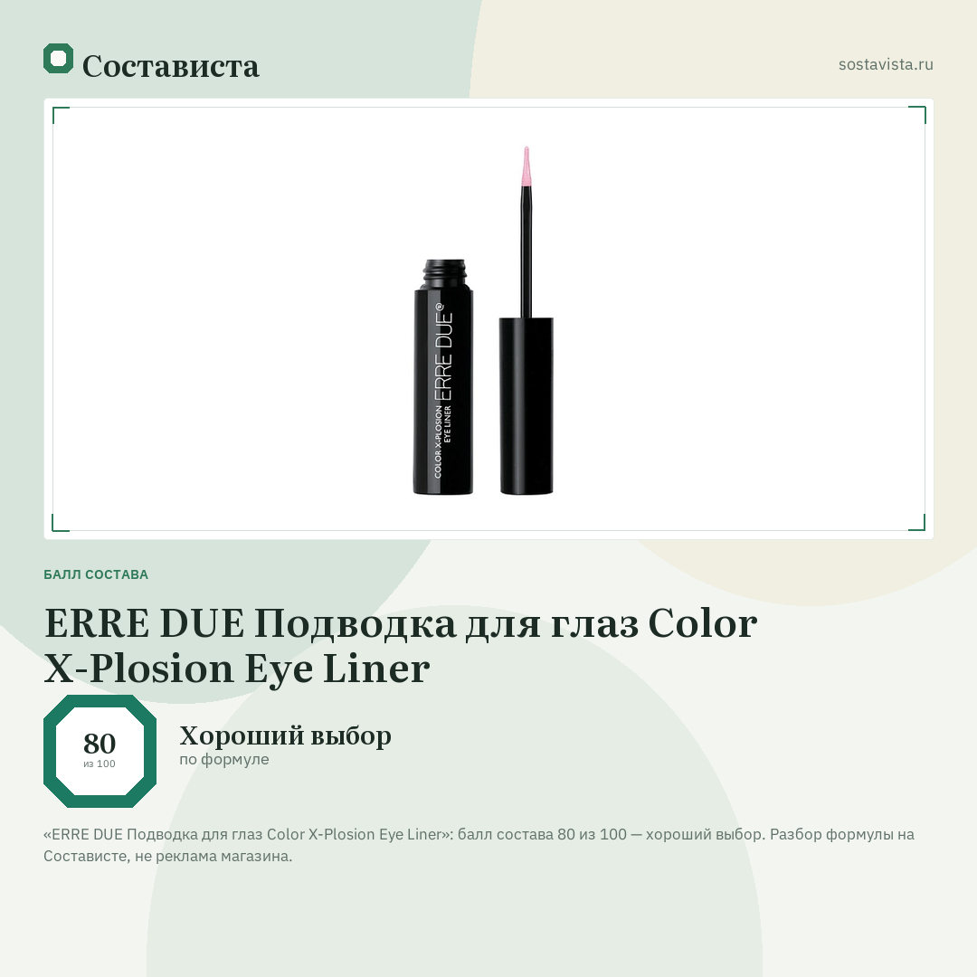 ERRE DUE Подводка для глаз Color X-Plosion Eye Liner: балл состава 80 из 100 — Состависта