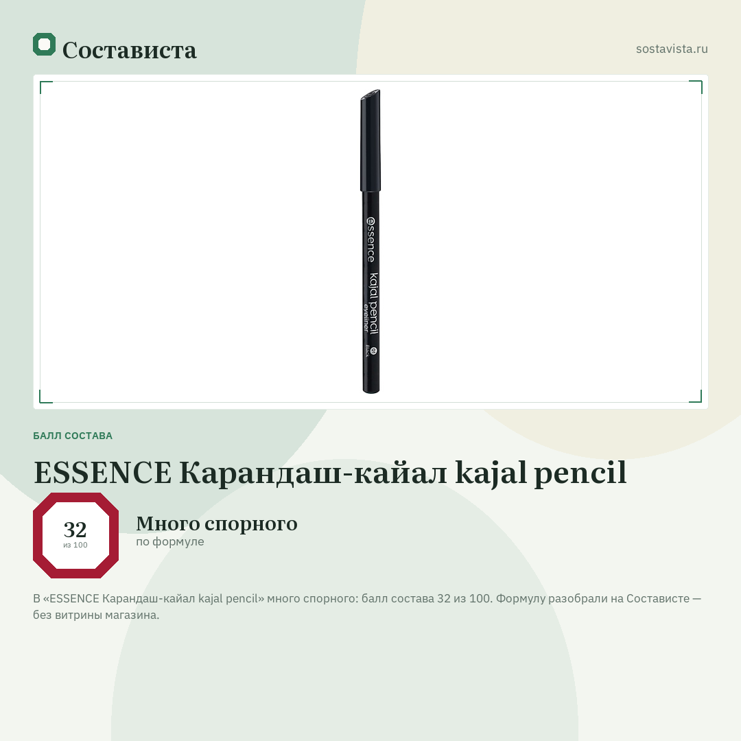 ESSENCE Карандаш-кайал kajal pencil: балл состава 32 из 100 — Состависта
