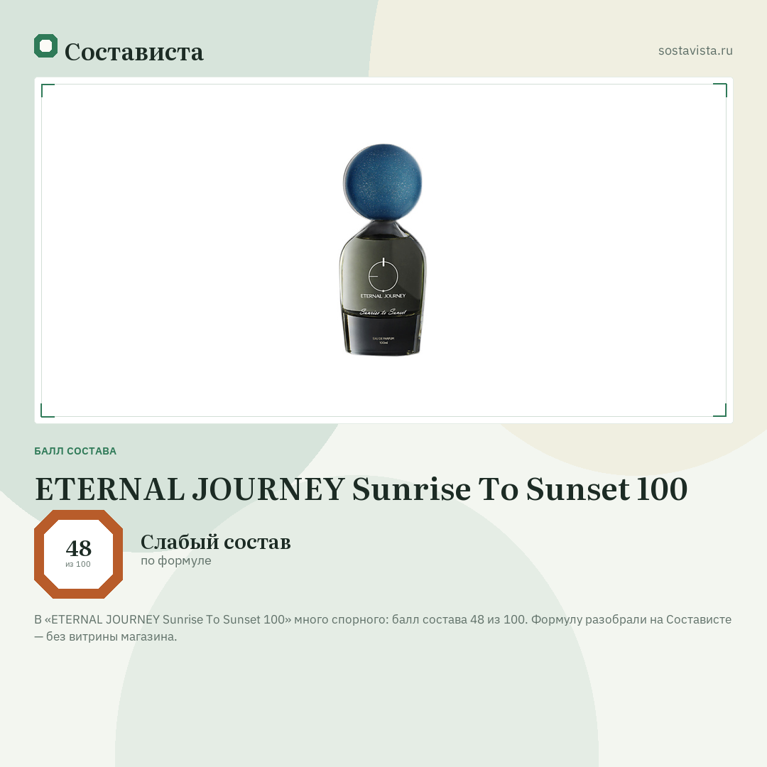 ETERNAL JOURNEY Sunrise To Sunset 100: балл состава 48 из 100 — Состависта